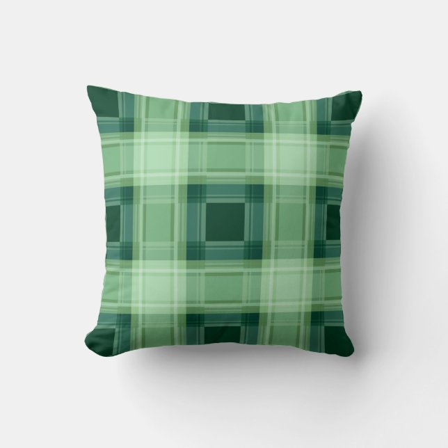Green plaid throw pillow (Front)