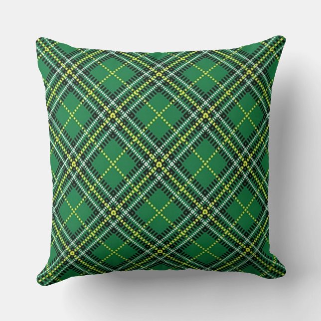 Green Plaid Throw Pillow (Back)