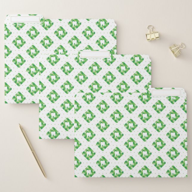 Green Plaid Tooth Pattern File Folder (Set)