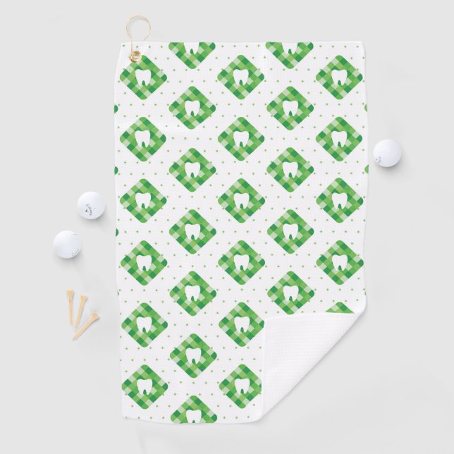 Green Plaid Tooth Pattern Golf Towel (InSitu)