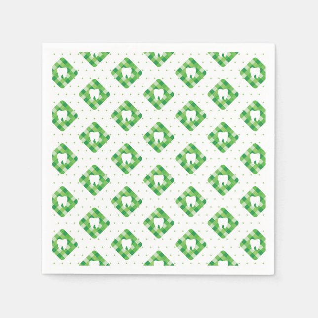 Green Plaid Tooth Pattern Napkins (Front)