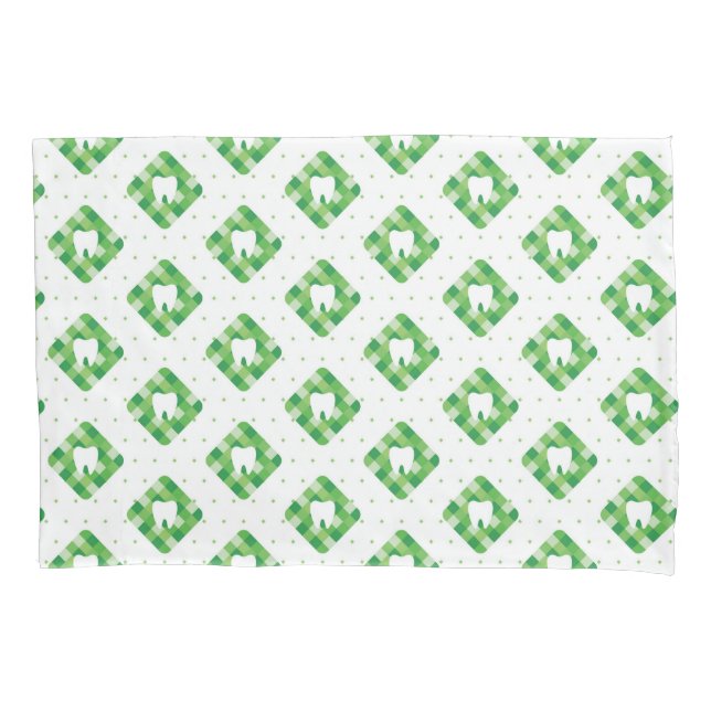 Green Plaid Tooth Pattern Pillow Case (Front-Left)