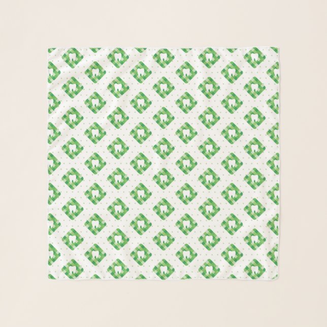 Green Plaid Tooth Pattern Scarf (Front)