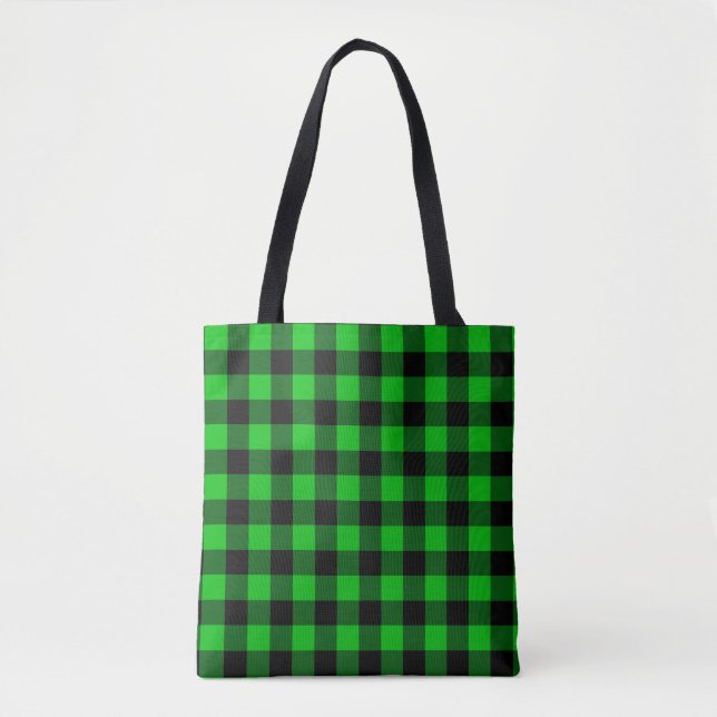 Green Plaid Tote Bag (Front)