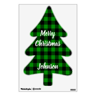 Green plaid tree custom Christmas Wall Decal
