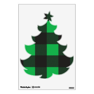 Green Plaid Tree Wall Decal