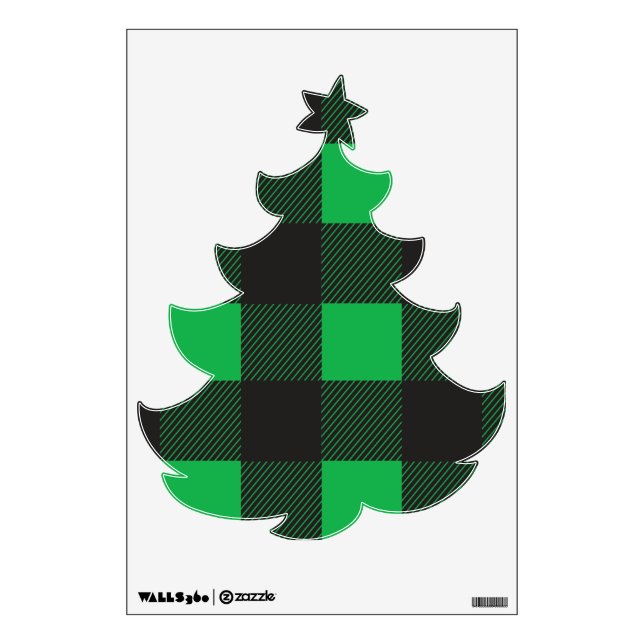 Green Plaid Tree Wall Decal (Front)