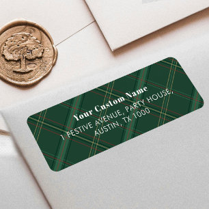 Green Plaid Vintage Heritage Timeless Christmas Label