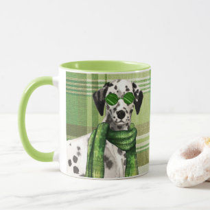 Green Plaid with a Dalmatian Dog Mug
