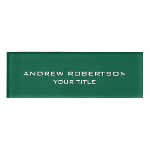 Green Plain Elegant Minimalist Simple Name Tag