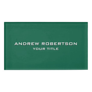 Green Plain Elegant Minimalist Simple Name Tag
