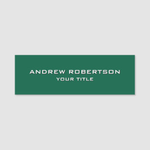 Green Plain Elegant Minimalist Simple Name Tag