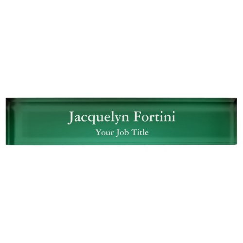 Green Plain Elegant Modern Minimalist Desk Name Plate