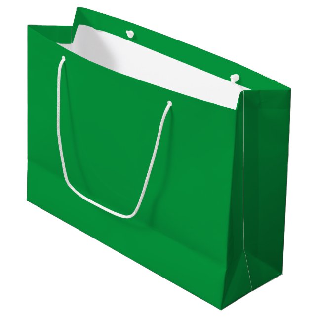 Green Plain Solid Color Christmas Holiday Large Gift Bag (Front Angled)