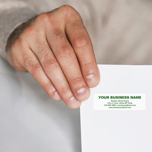 Green Plain Text Business Brand on Return Address Label