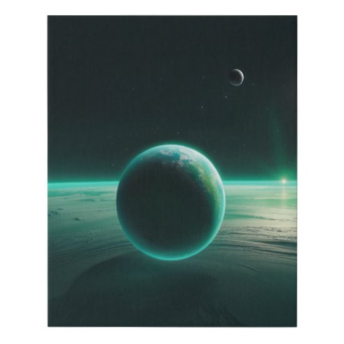 Green planet dark moons faux canvas print