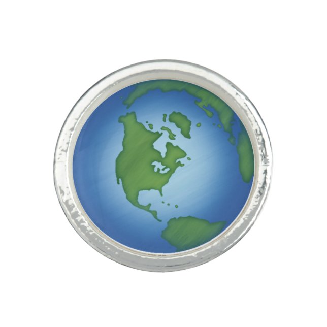 Green Planet Earth Environmental Awareness Ring (Front)