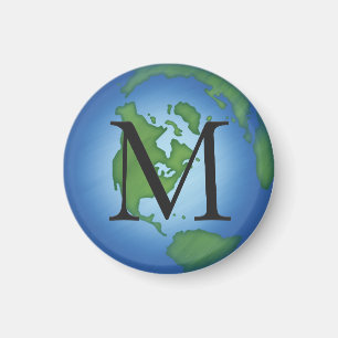 Green Planet Earth Environmental Monogramed Magnet