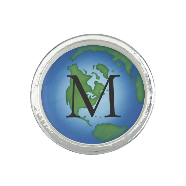 Green Planet Earth Environmental Monogramed Ring (Front)