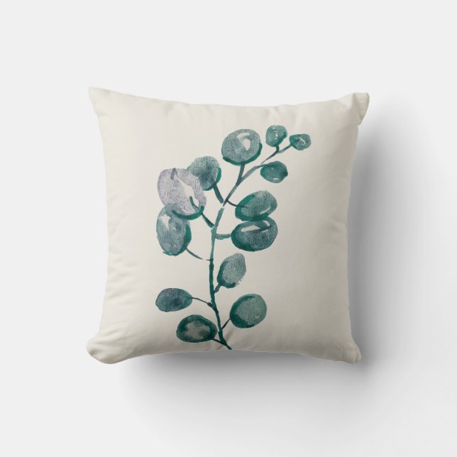 Green Plant Botanical Throw Pillow (Front)