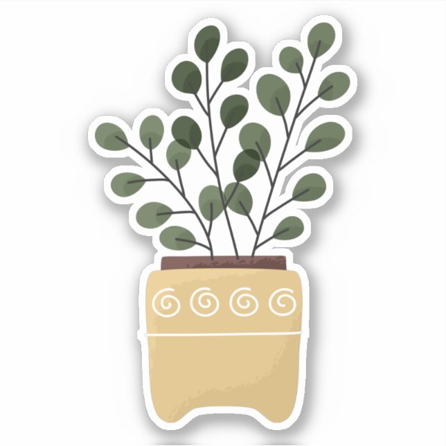 Green plant in pot transparent sticker (Front)