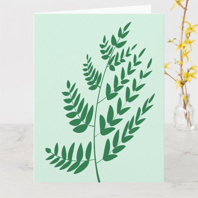 Green Plant Leaf Card (Yellow Flower)