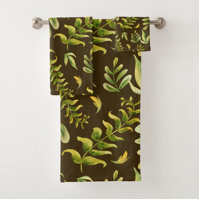 Green Plant Leaves Pattern Bath Towel Set Zazzle
