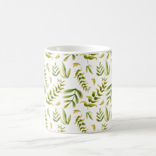 Green Plant Leaves Pattern Coffee Mug