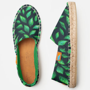 Green Plant Lover Leaf Pattern Espadrilles