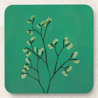Green Plant Minimalist Botanical Art Beverage Coaster