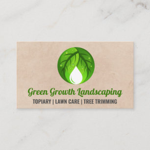 Green Plant Modern Logo Landscaping Tools Business Card