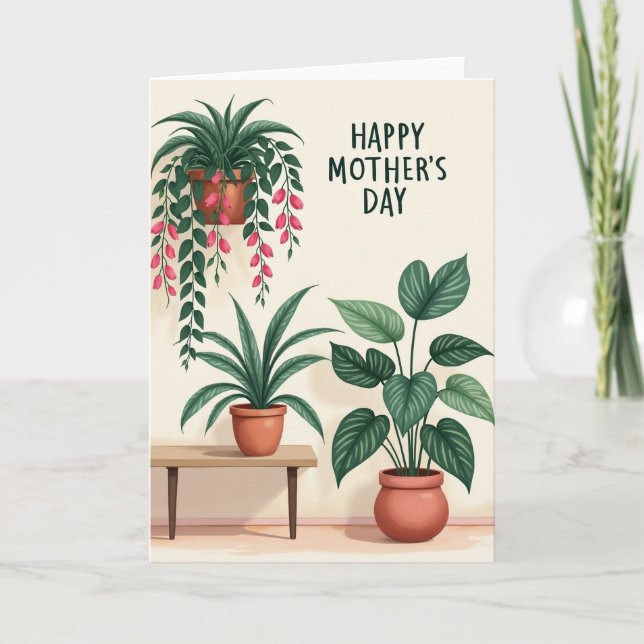 Green Plant Mothers Day Card (Front)