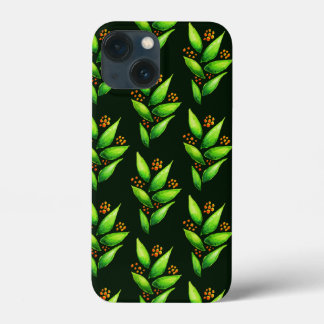 Green Plant With Berries Watercolor Pattern iPhone 13 Mini Case