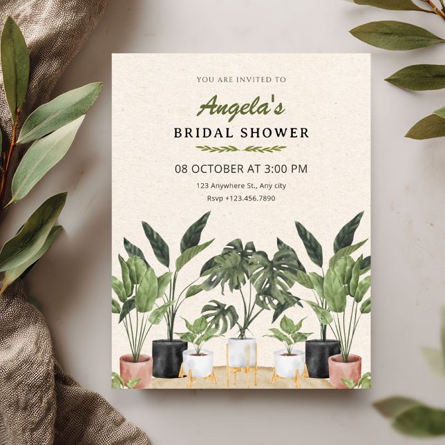 Green plants bridal shower invitation (Creator Uploaded)
