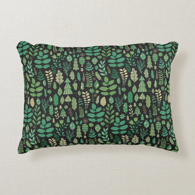 Green plants seamless pattern accent pillow (Front)