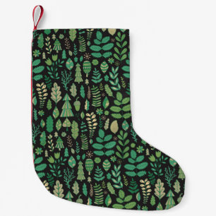 Green plants seamless pattern small christmas stocking