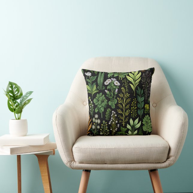 Green Plants Throw Pillow (Chair)