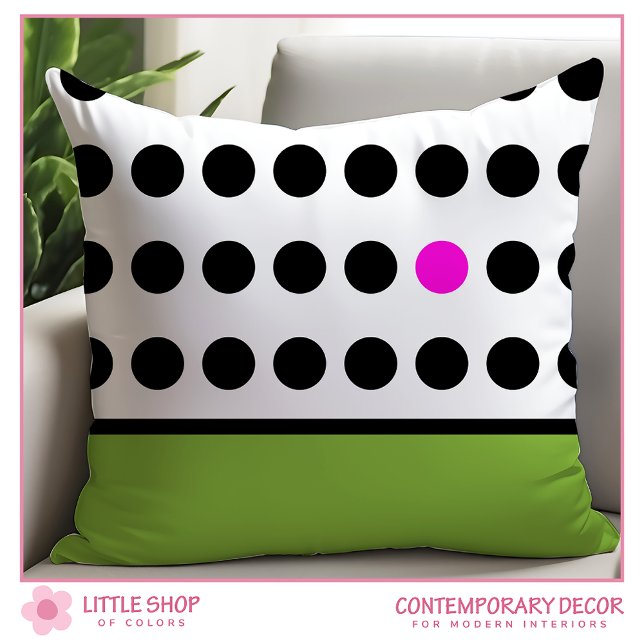 Green Playful Dots Throw Pillow (Creator Uploaded)