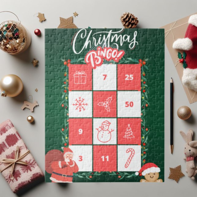 Green Playful Festiv Christmas Bingo Jigsaw Puzzle (Creator Uploaded)