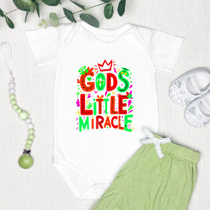 Green Playful "God's Little Miracle" Baby Bodysuit