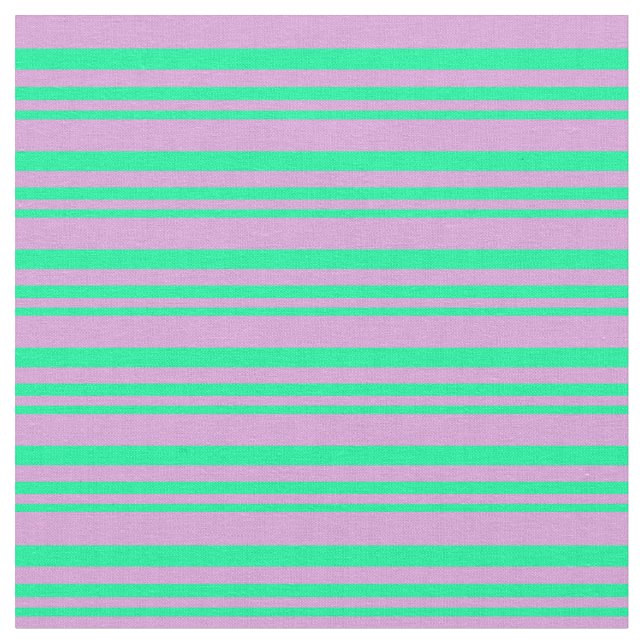 Green & Plum Colored Striped/Lined Pattern Fabric (Close Up)