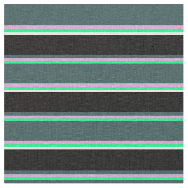 Green, Plum, Dark Slate Gray, Black, and White Fabric (Close Up)