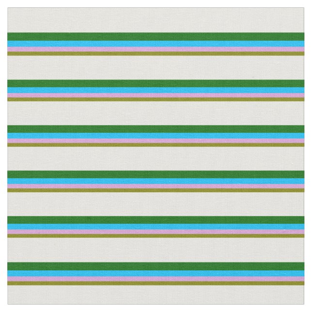 Green, Plum, Deep Sky Blue, Dark Green, and White Fabric (Close Up)