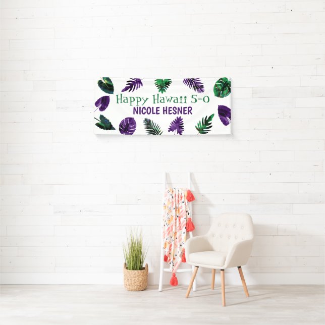 Green, Plum Purple Tropical Hawaii 5-0 50th Banner (Insitu)