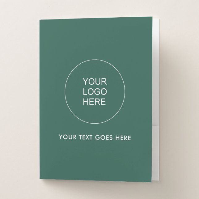 Green Pocket Folder Custom Add Logo Text Here (Front)