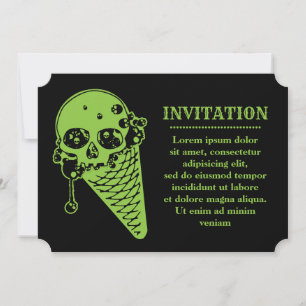 Green Poison Ice Cream Cone Invitation