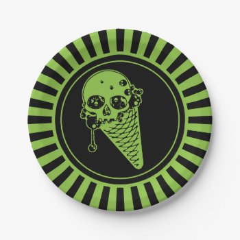 Green Poison Ice Cream Cone Paper Plates by opheliasart at Zazzle