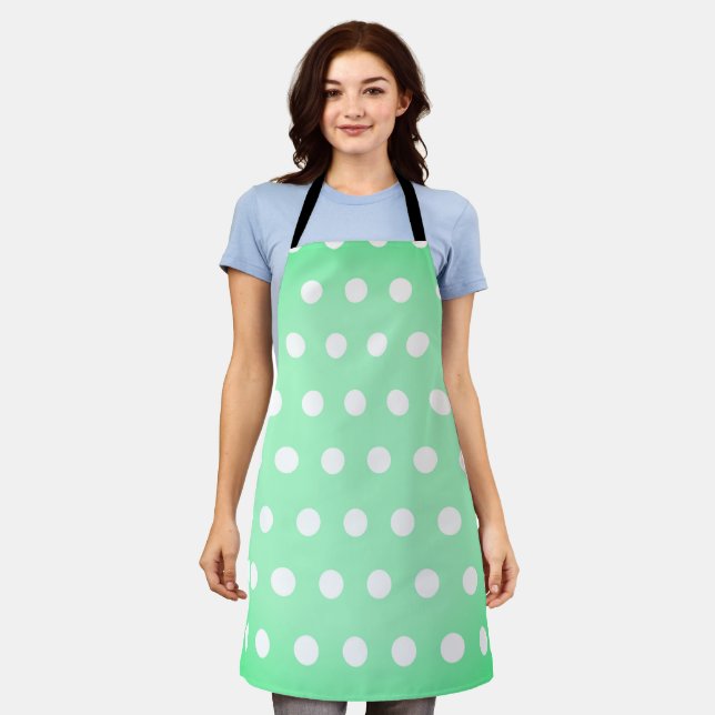 Green Poka Dots Apron (Worn)