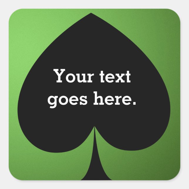 Green Poker casino spade party favor sticker (Front)