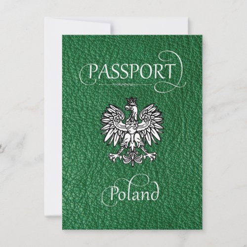 Green Poland Passport Save the Date Card